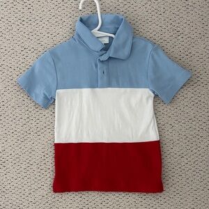 Colorblock Kids Polo Shirt - Blue, White, and Red Little English 3T